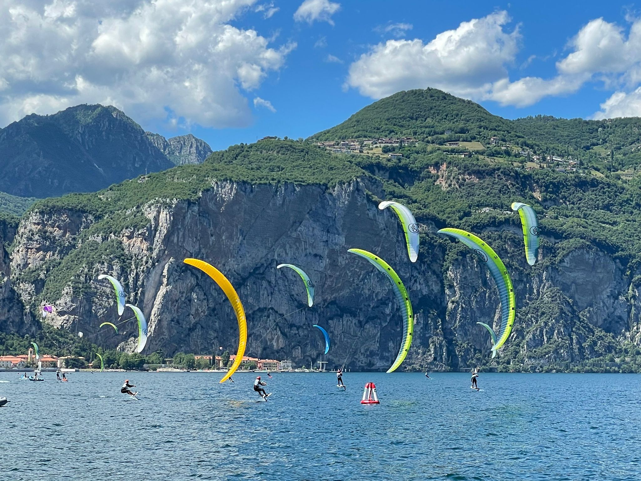 Kitesurfing at Campione del Garda on Lake Garda